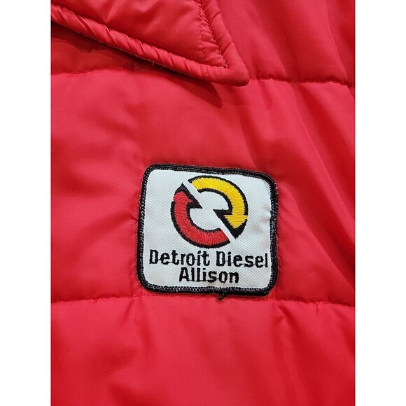 Vintage Red Puffer Jacket Detroit Diesel Allison Cap'n Jac Men's Size Large - Picture 3 of 16